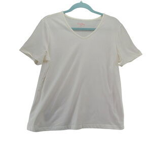 Coral Bay Womens T-Shirt White Size PL Cotton Blend Short Sleeve Pullover